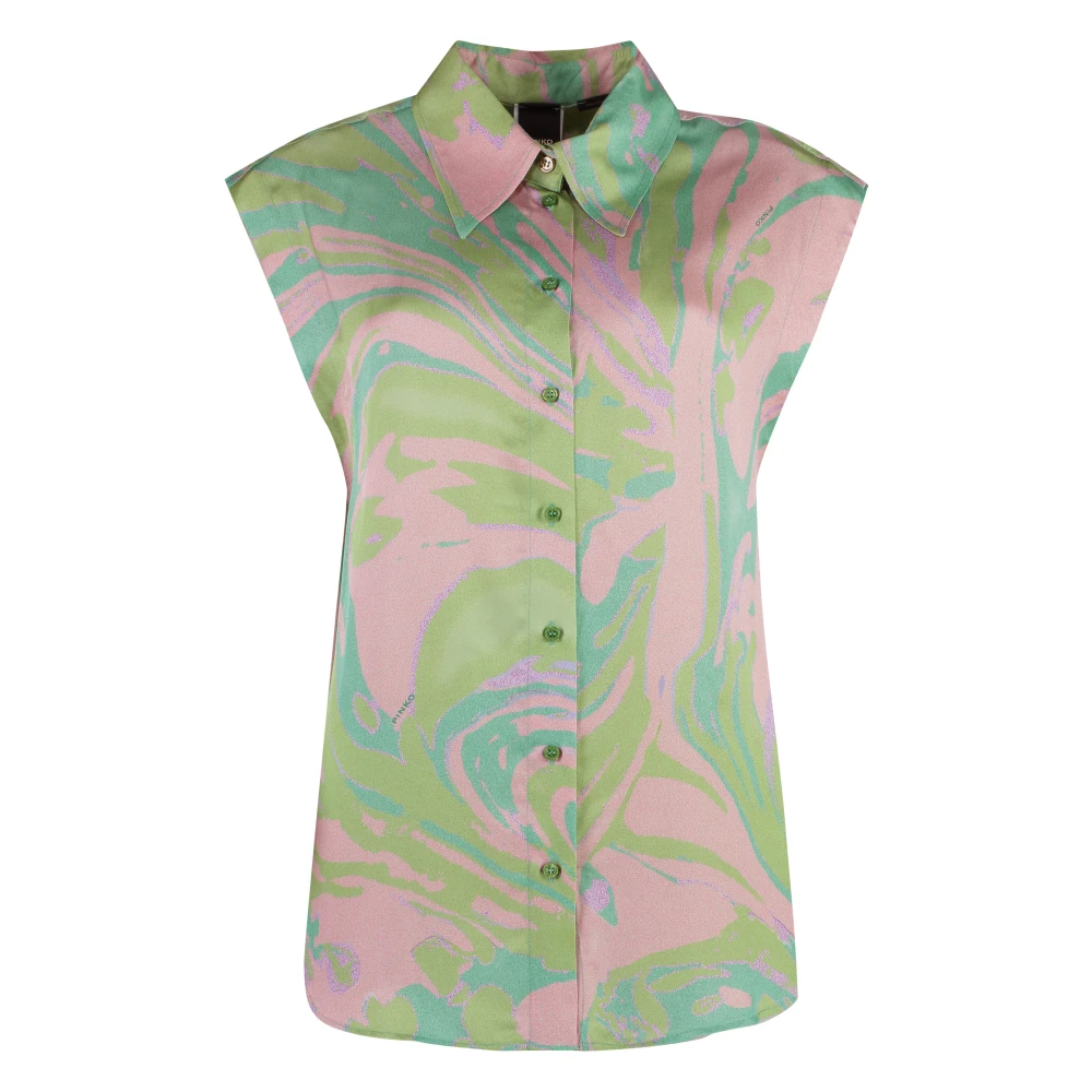 pinko Gedrukte viscose shirt met multicolor splash Multicolor Dames