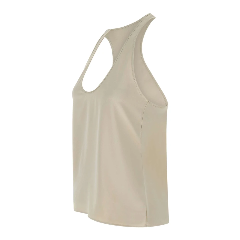 Andamane Ivoor Satijnen Mouwloze Flare Top voor Vrouwen White Dames