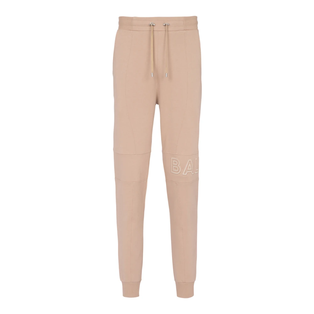 Balmain Beige Embossed Logo Jogging Bottoms - Male - Sweatpants - 2XL - Trousers
