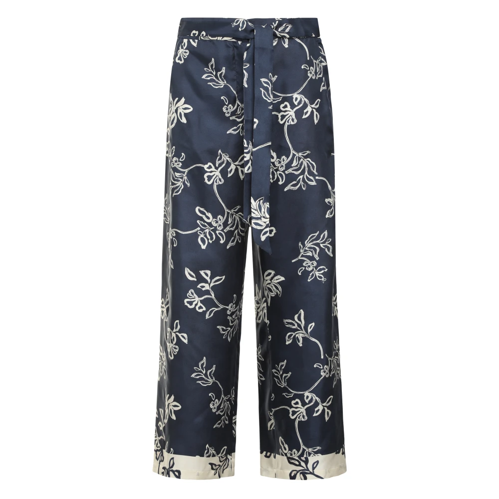 Max Mara Women's Multicolor Printed Silk Belted Trousers - Wide Trousers - S - Trousers