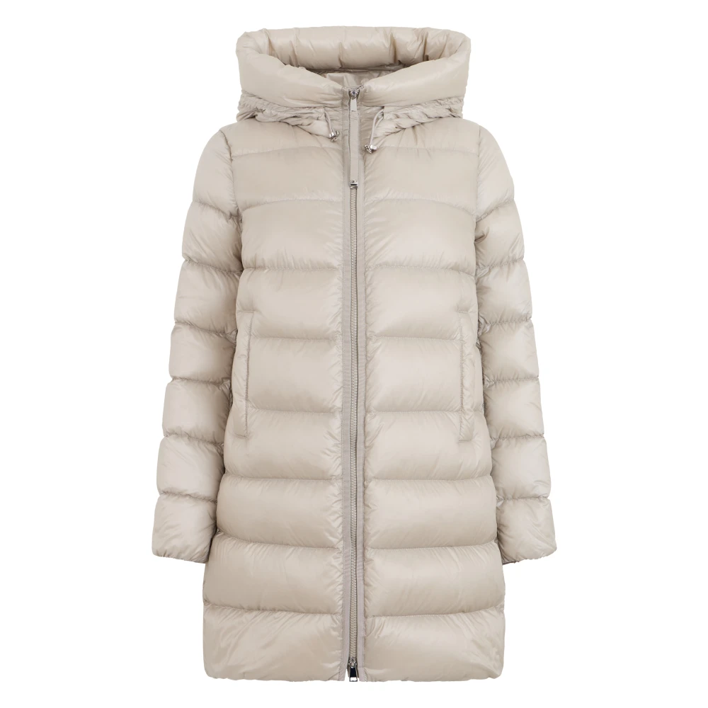 Moncler Long Down Jacket With Hood - Female - Parkas - Beige - S - Coats