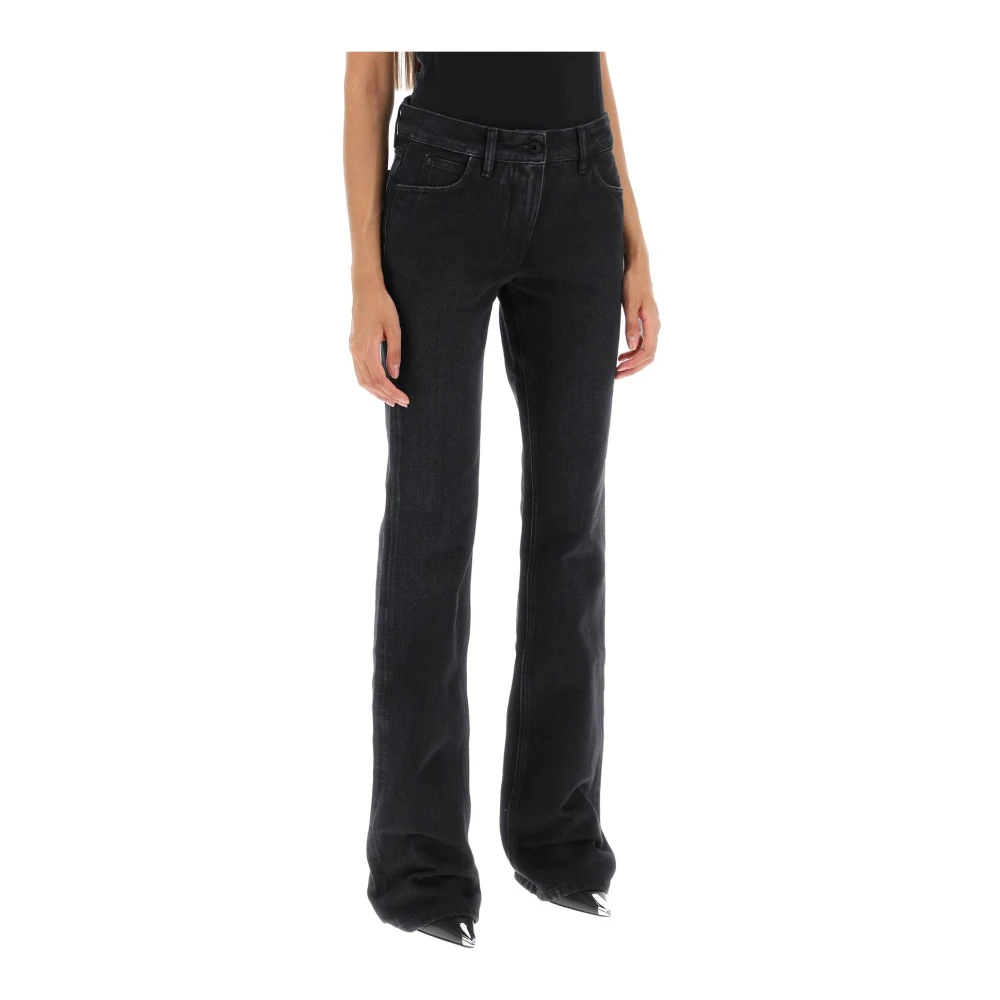 Off White Bootcut jeans med lived-in effekt Black, Dam