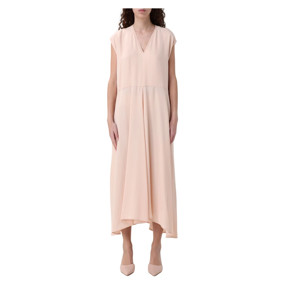 Fabiana Filippi Elegante Zwarte Jurk met Kantdetail Pink Dames