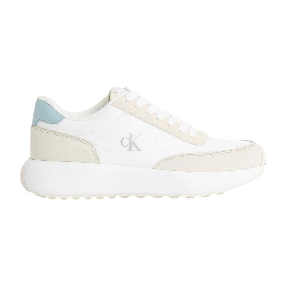 Calvin Klein Jeans Leather Womens Trainers Spring/Summer Collection - Female - Sneakers - Beige - 3 Uk - Shoes