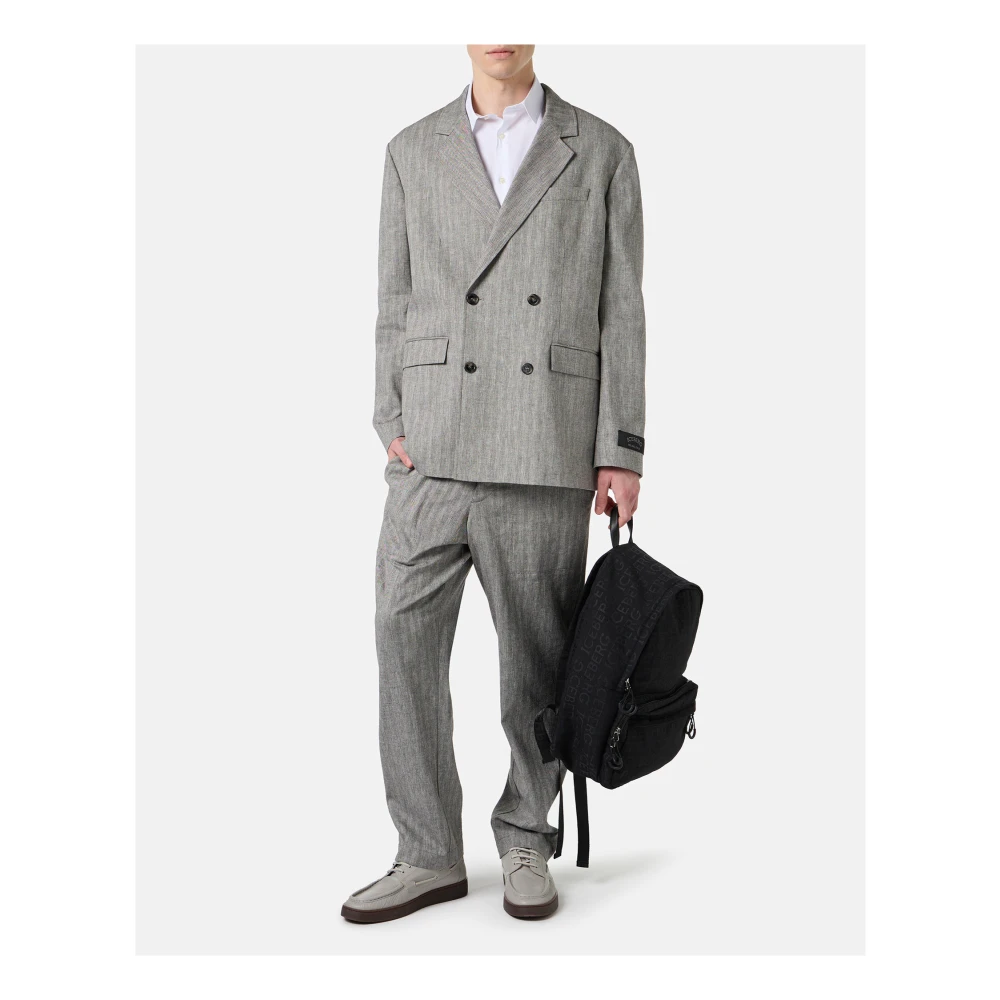 Iceberg Stretch keperstof cargobroek met pasvorm Gray Heren