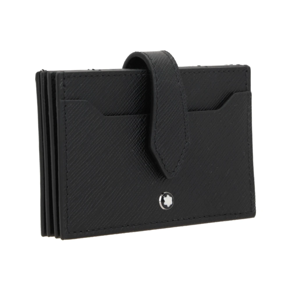 Montblanc Zwarte gestructureerde leren creditcardhouder Black Heren
