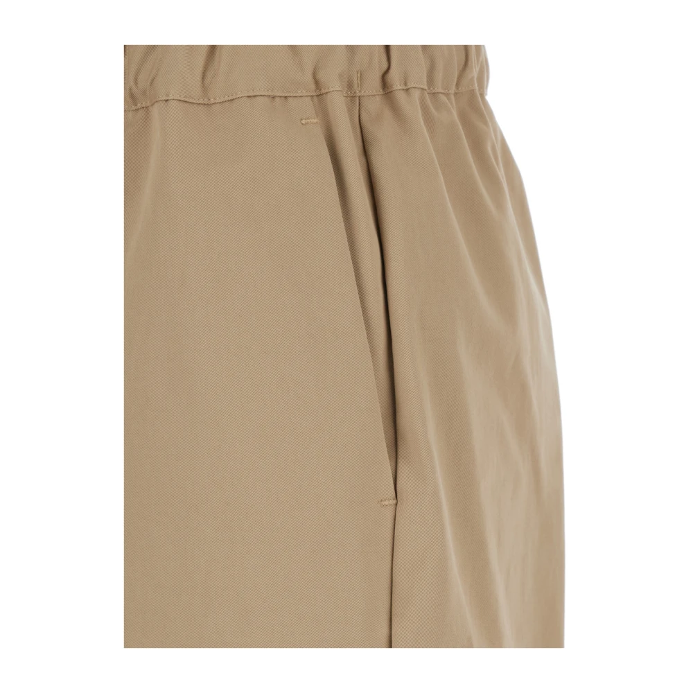 Semicouture Trekkoord Taille Beige Katoenen Broek Vrouwen Beige Dames