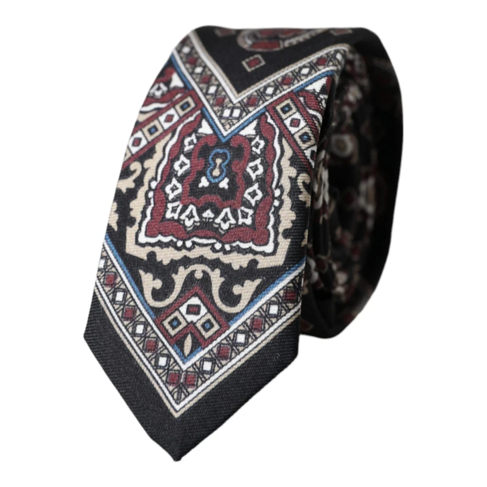Dolce & Gabbana Men's Silk Tie With Iconic Logo Details