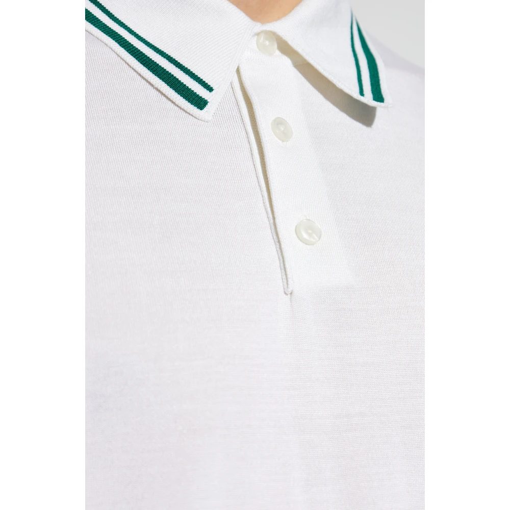 Dolce & Gabbana Zijden polo met logo applicatie White Heren