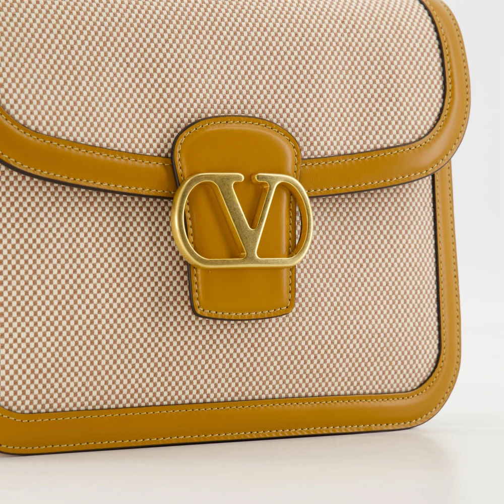 Valentino Garavani Stijlvolle canvas en leren tas Beige Dames
