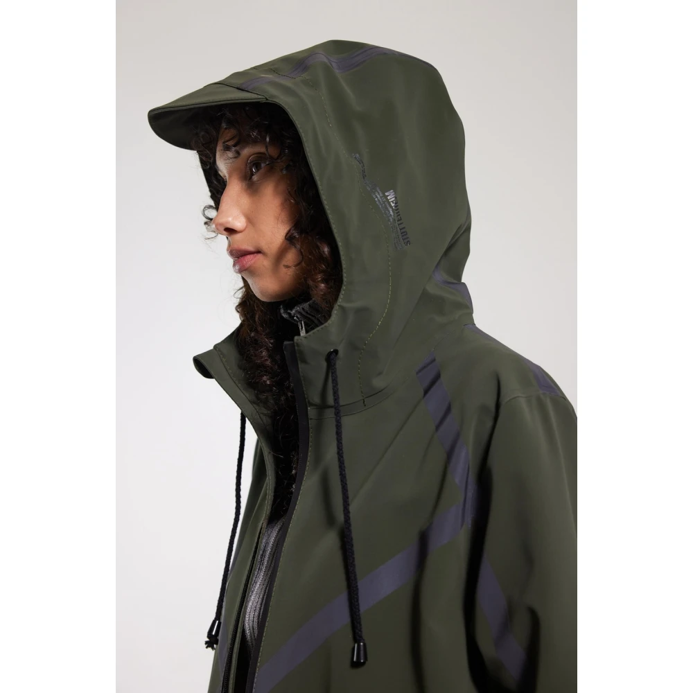 Stutterheim Lichtgewicht A-lijn regenjas met getapete strepen Green Dames
