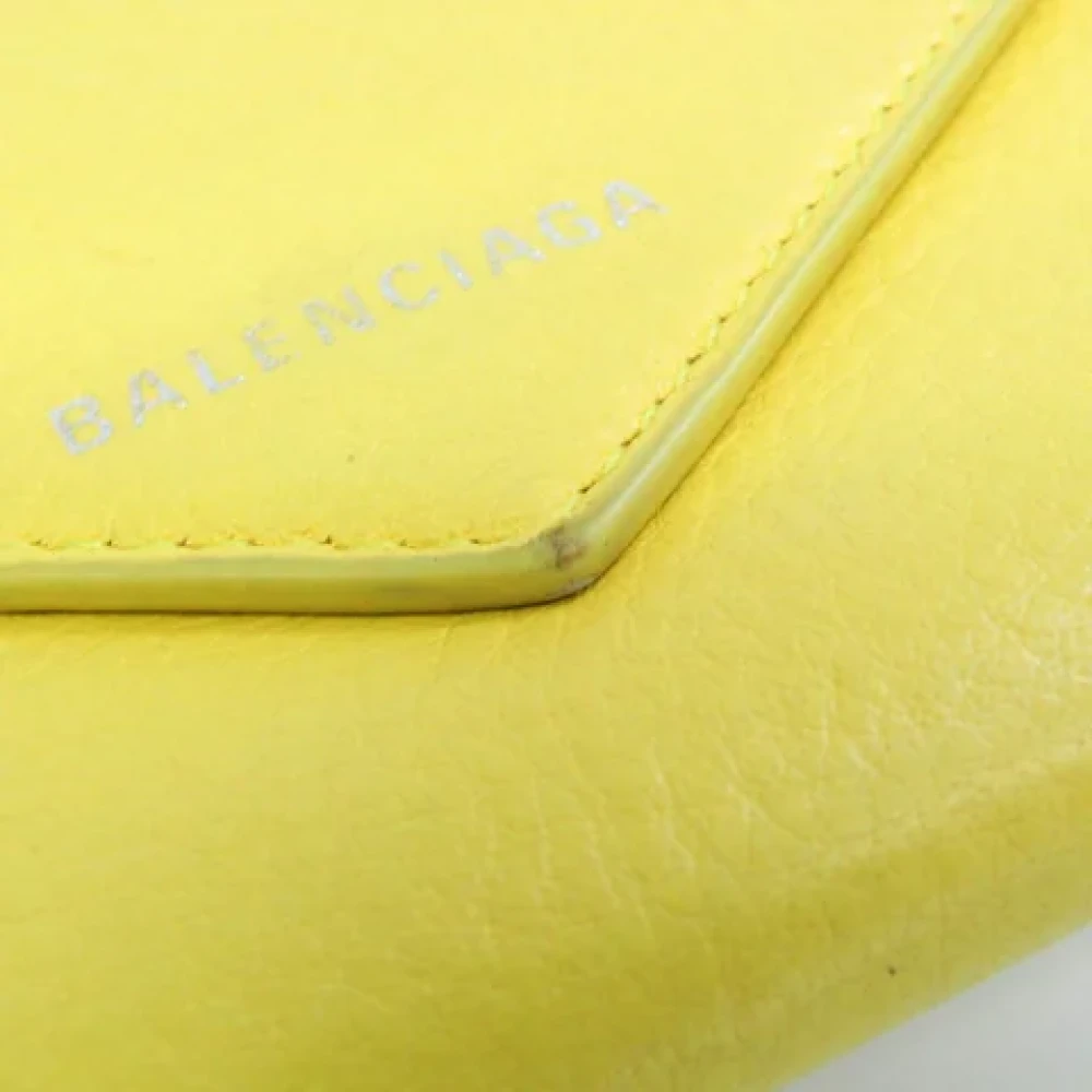 Balenciaga Vintage Gele Leren Balenciaga Portemonnee Yellow Dames