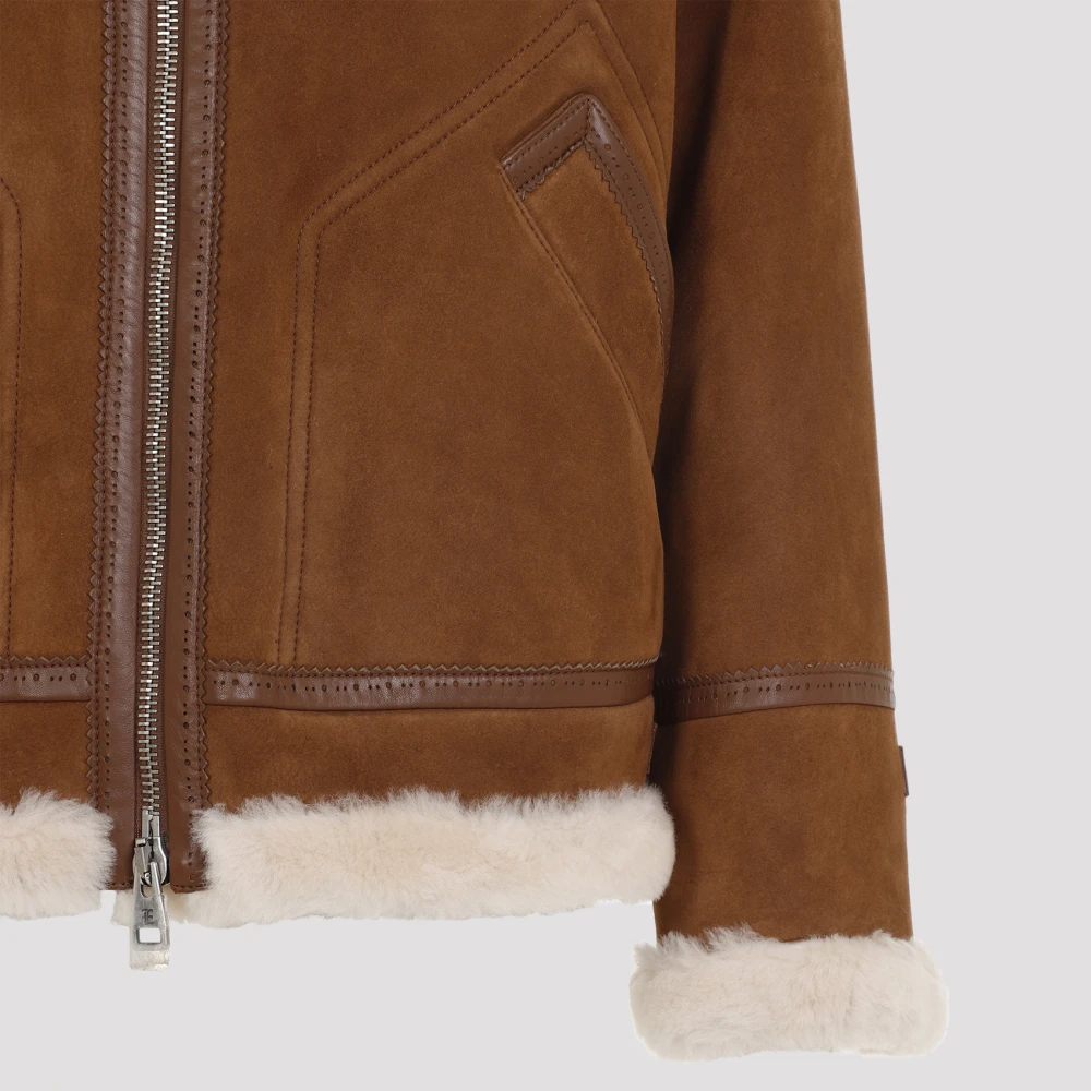 Ermanno Scervino Shearling Jas Brown Dames