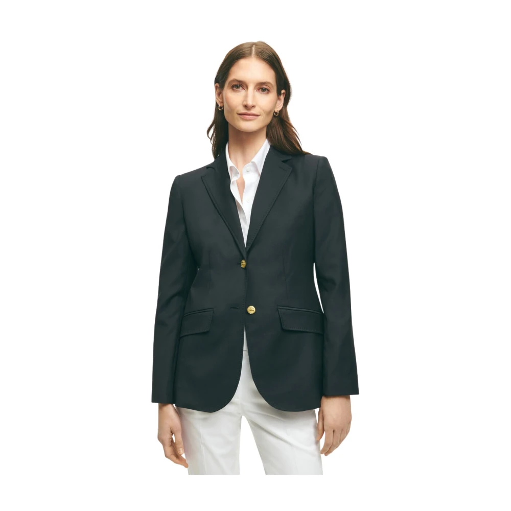 Brooks Brothers Wollen blazer met gouden shank-knopen Blue Dames