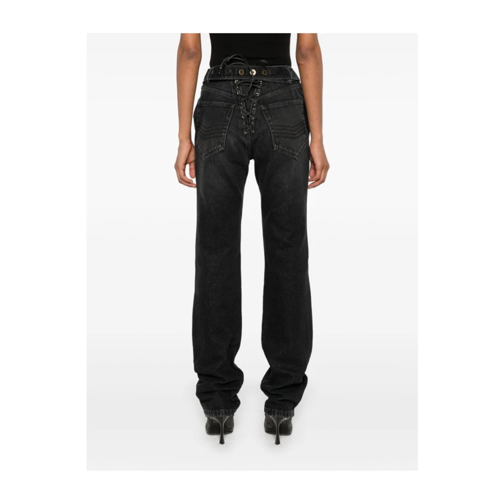 Jean Paul Gaultier Zwarte Denim Jeans met Gewatteerde Panelen Black Dames