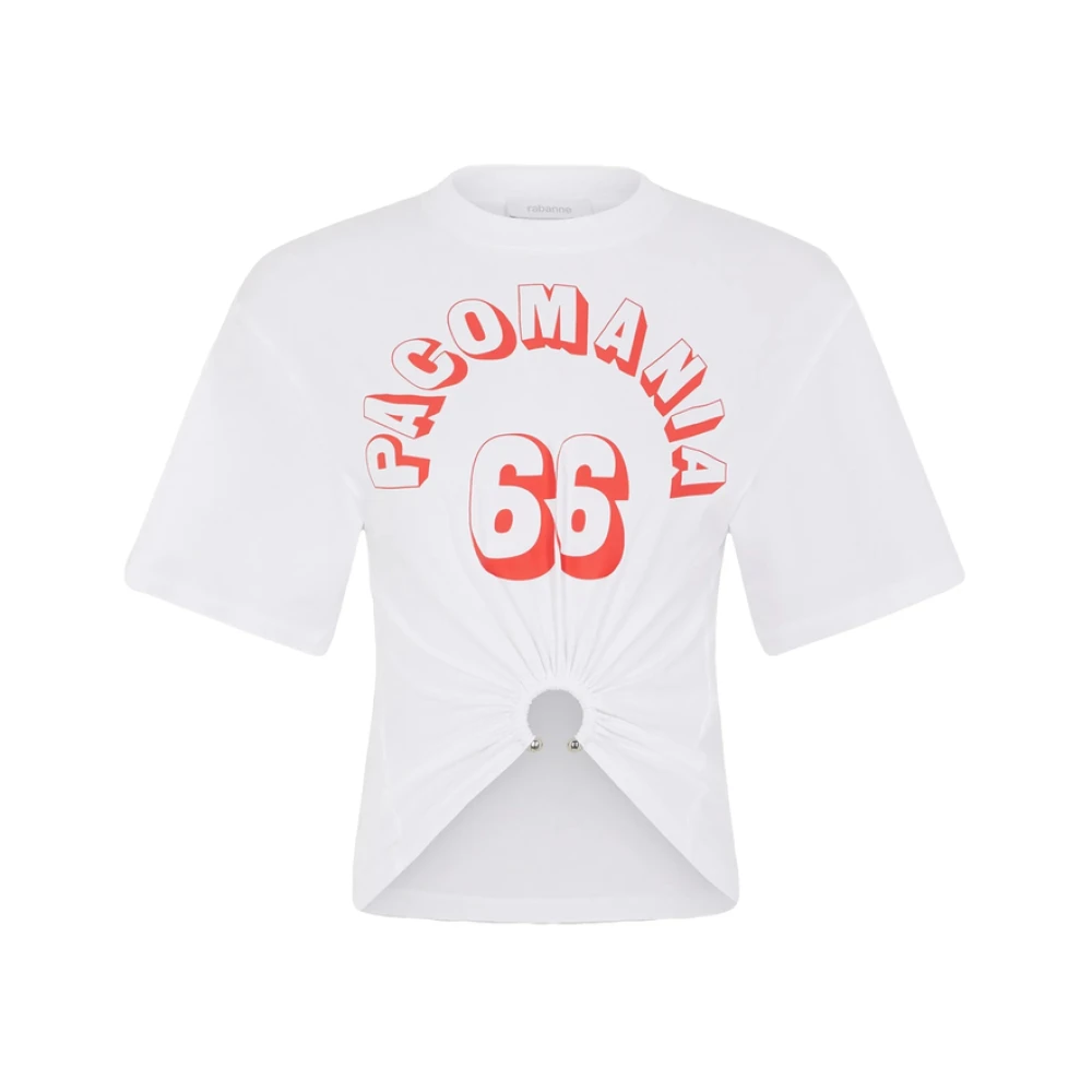 Rabanne Women's White T-Shirts, M, Printed Short Sleeve T-Shirt