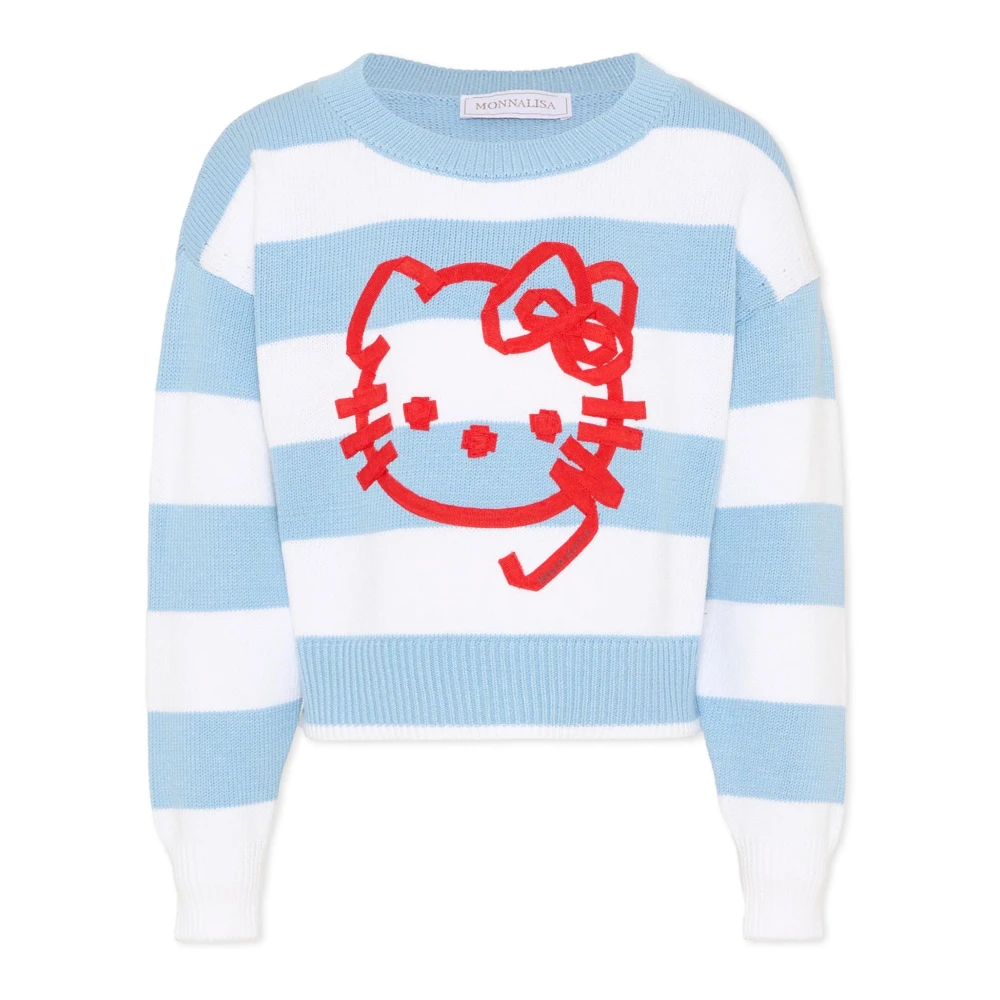 Monnalisa Unisex Kids Blue Hello Kitty Striped Jumper - Kids Knitwear - 6 Y - Kids