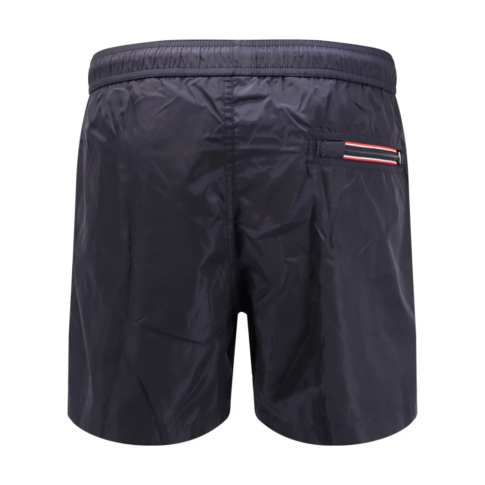 Moncler Logo Patch Nylon Swim Trunk Blue Heren