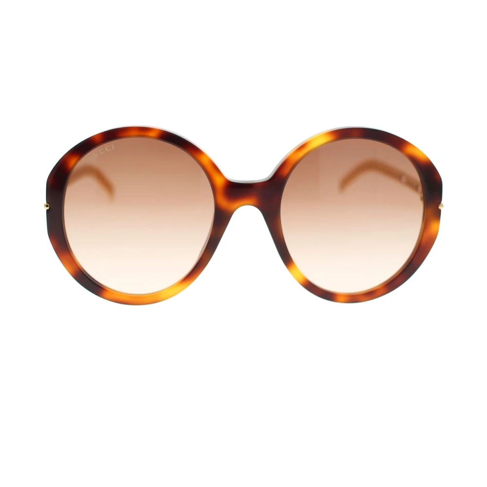 Gucci Oversized Runda Solglasögon med Metall Detaljer och Kedjor Brown, Dam