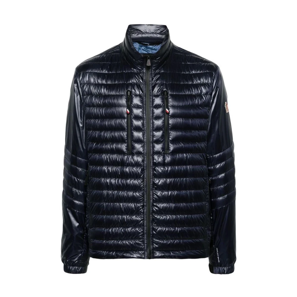 Moncler Men's Blue Padded High-Neck Jacket With Zipper Extra Large
