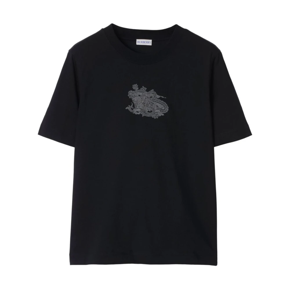 Burberry Zwart Paardenlogo Grijze T-shirt Black Dames
