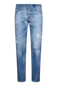 Blaue Slim-fit Jeans mit Knopfleiste
