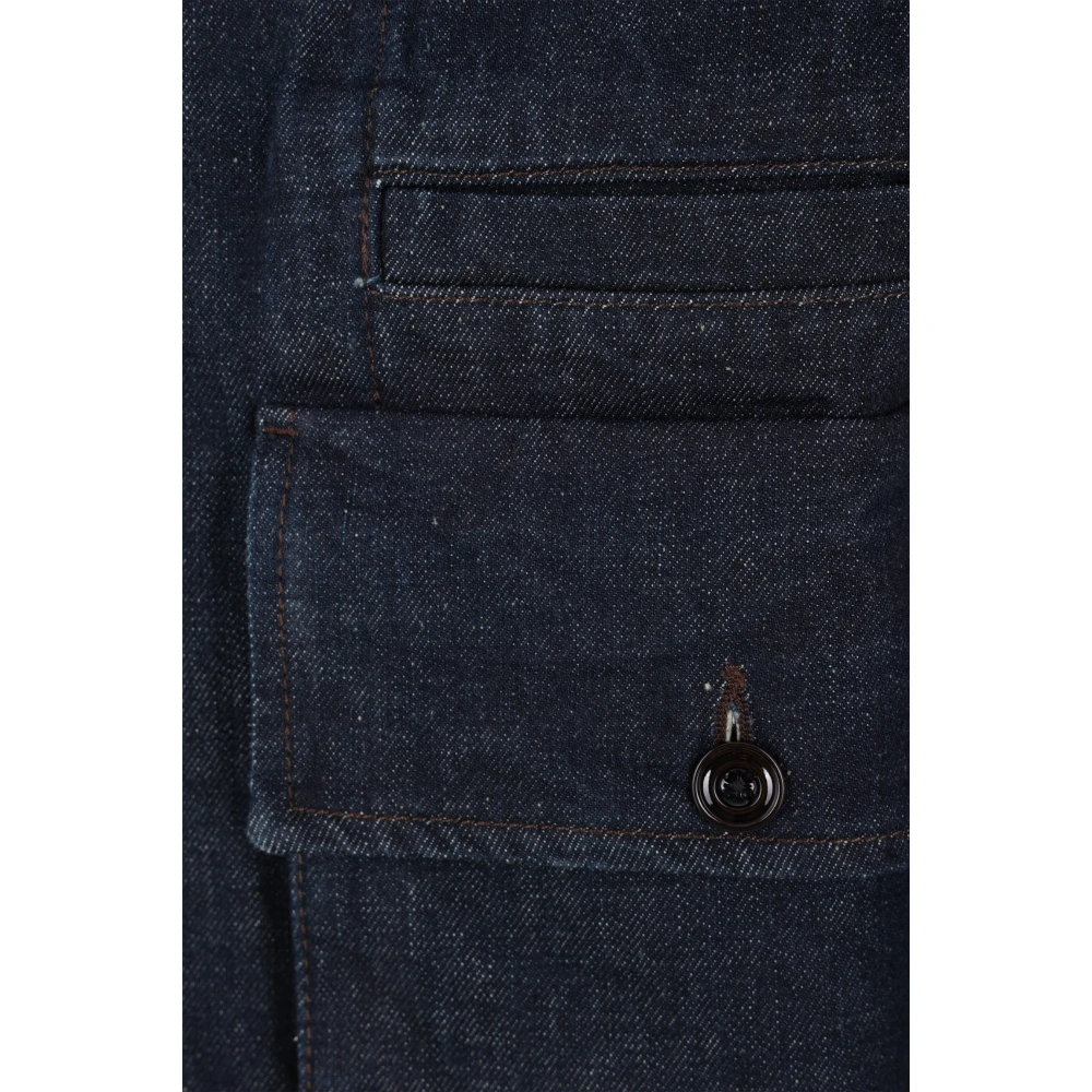 Lemaire Blauwe Katoenen Denim Jas Blue Heren