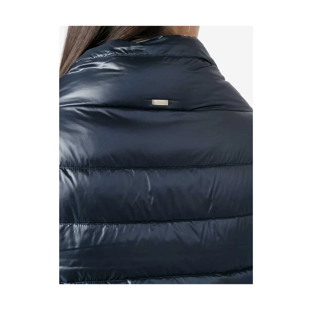 Herno Navy Blauw Gewatteerd Hoge Hals Jas Blue Dames