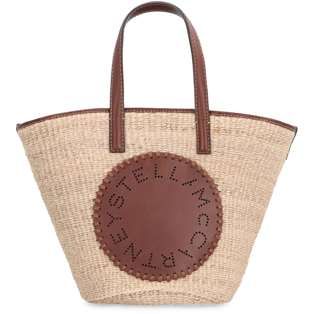Stella Mccartney Geweven Raffia Tote Tas met Kunstleren Details Beige Dames