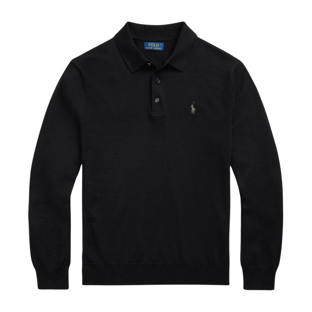Polo Ralph Lauren Men's Black Polo Shirts, 2XL, Polo In Lana Merino