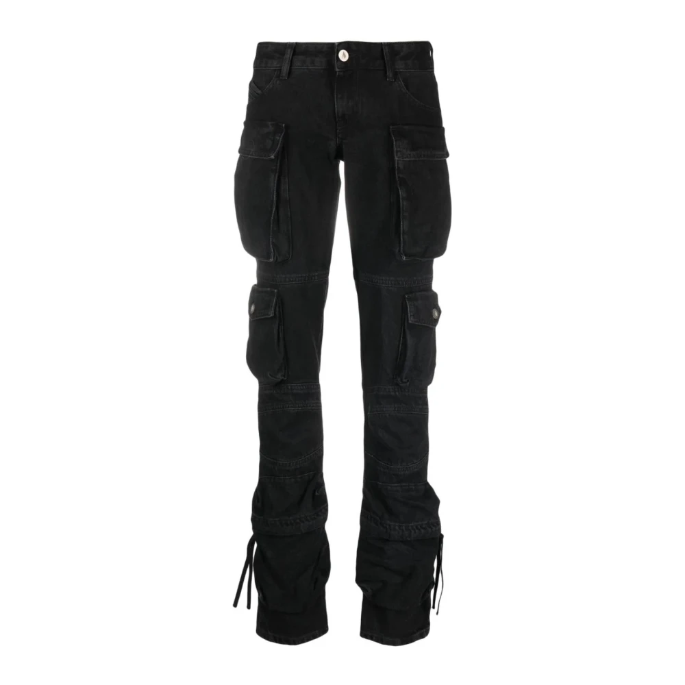 The Attico Women's Black Cotton Long Trousers - Slim-Fit Trousers - W28 - Trousers