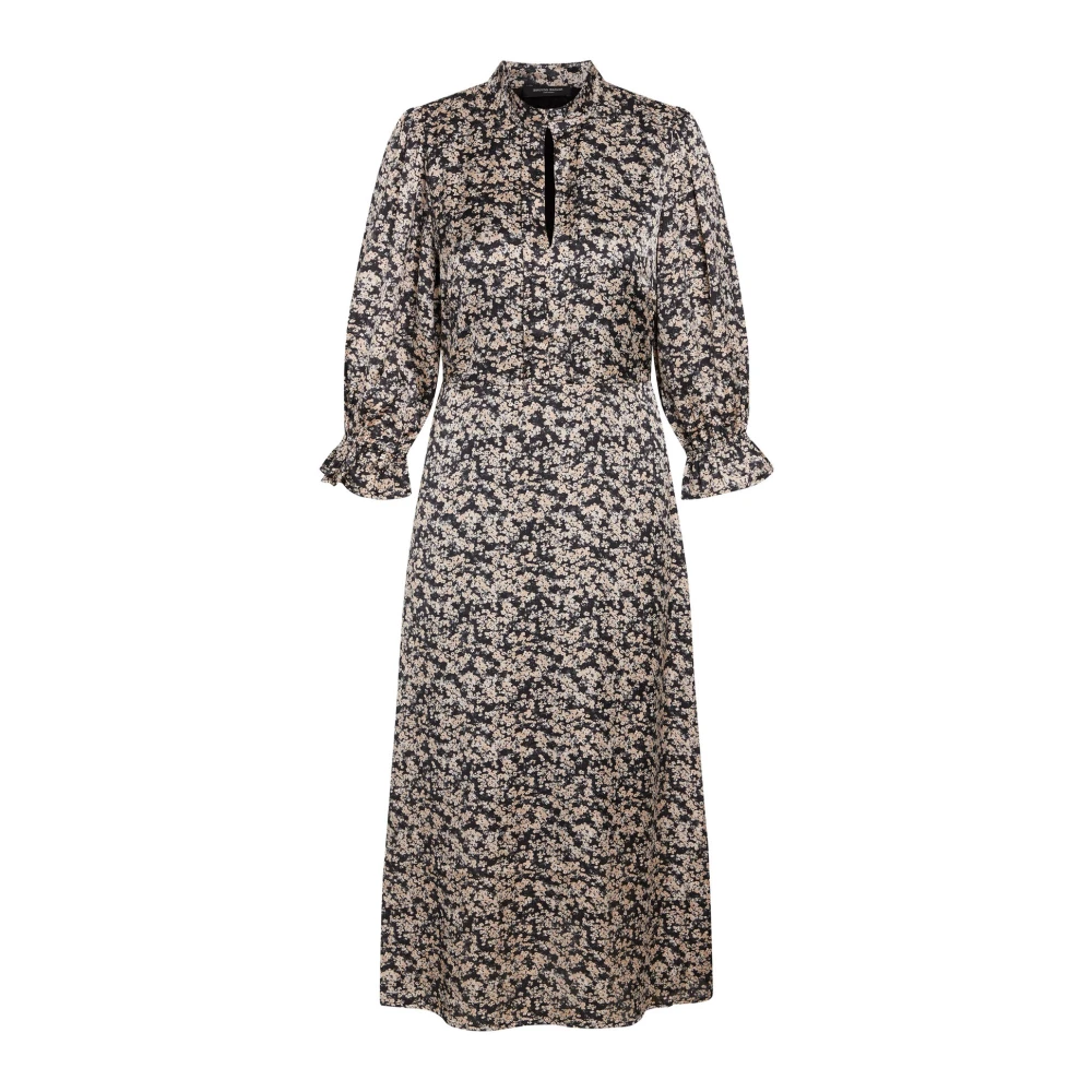 Bruuns Bazaar Bloemenprint Vrouwelijke Jurk Zand Zwart Beige Dames