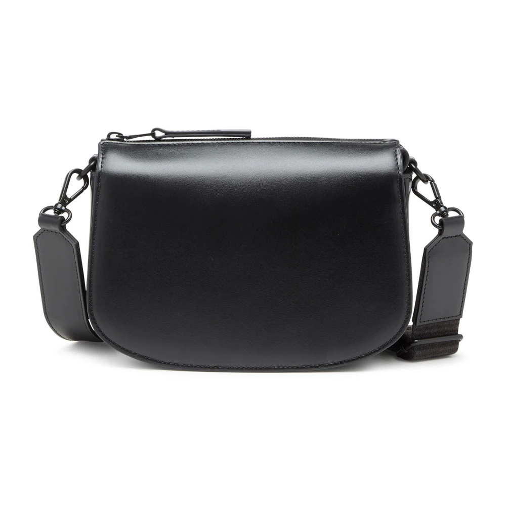 Diesel Leren cameratas met Oval D-logo Black Dames