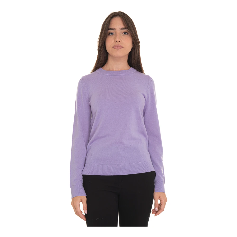 Boss Pullover met ronde hals en zijsplitten Purple Dames