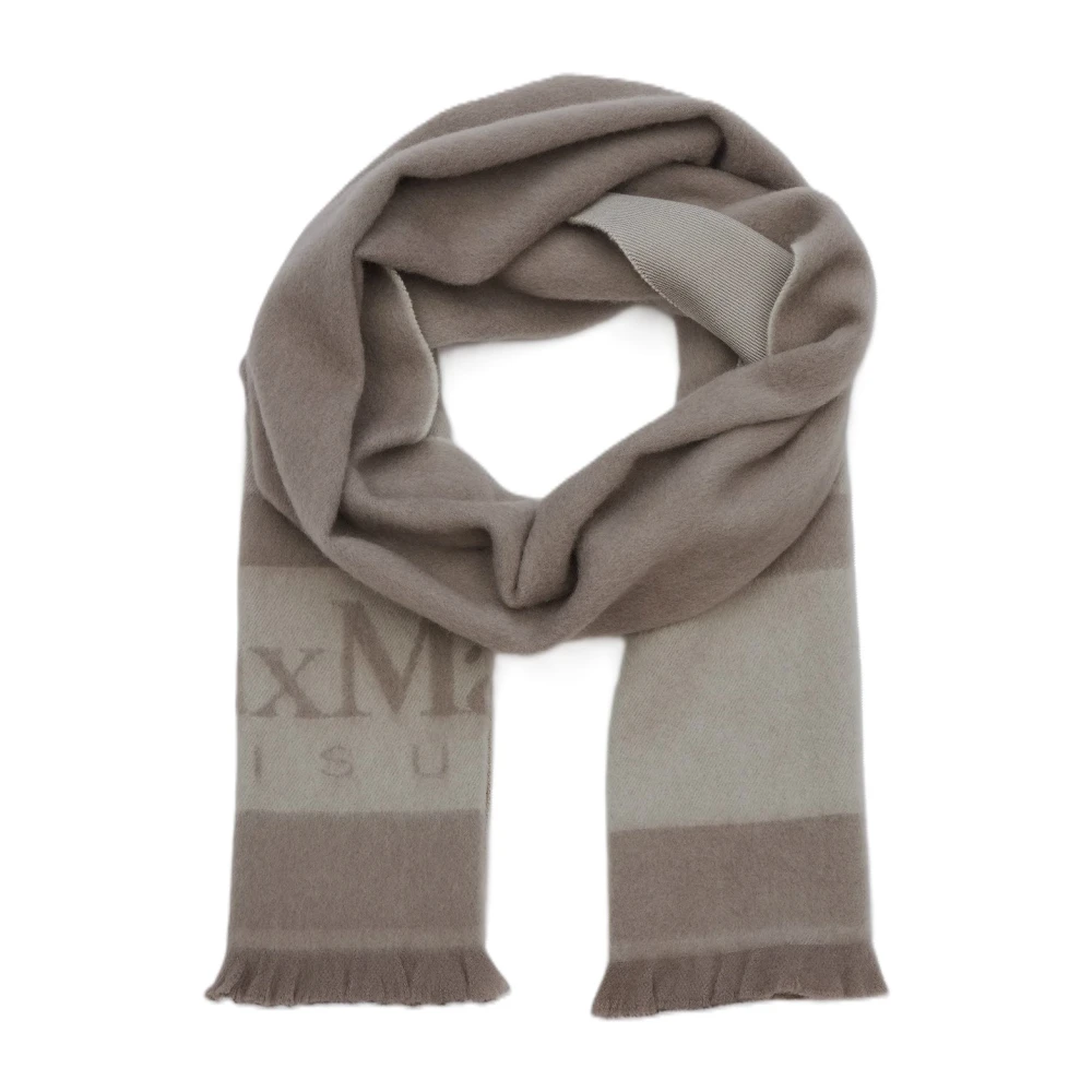 Max Mara Grijze Wol Logo Sjaal Gray Dames