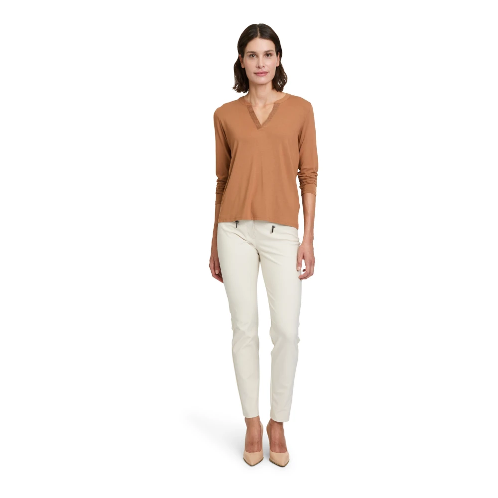 Betty Barclay Feminine Jersey Blouse Shirt Brown Dames