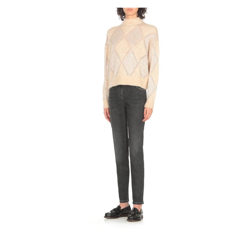 BRUNELLO CUCINELLI Paillet Wol Mohair Trui Vrouw Beige Dames