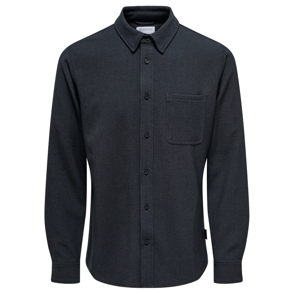 Only & Sons Slim Structuur Stretch LS Shirt Blue Dames