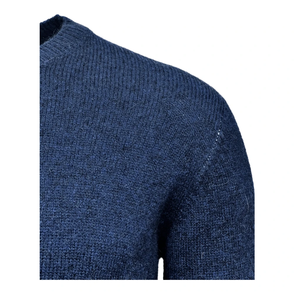 Roberto Collina Merino Baby Camel Sweater Navy Blue Heren