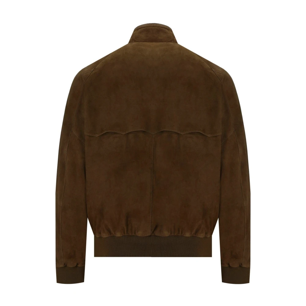 Baracuta Suede Dark Olive Bomber Jacket Brown Heren