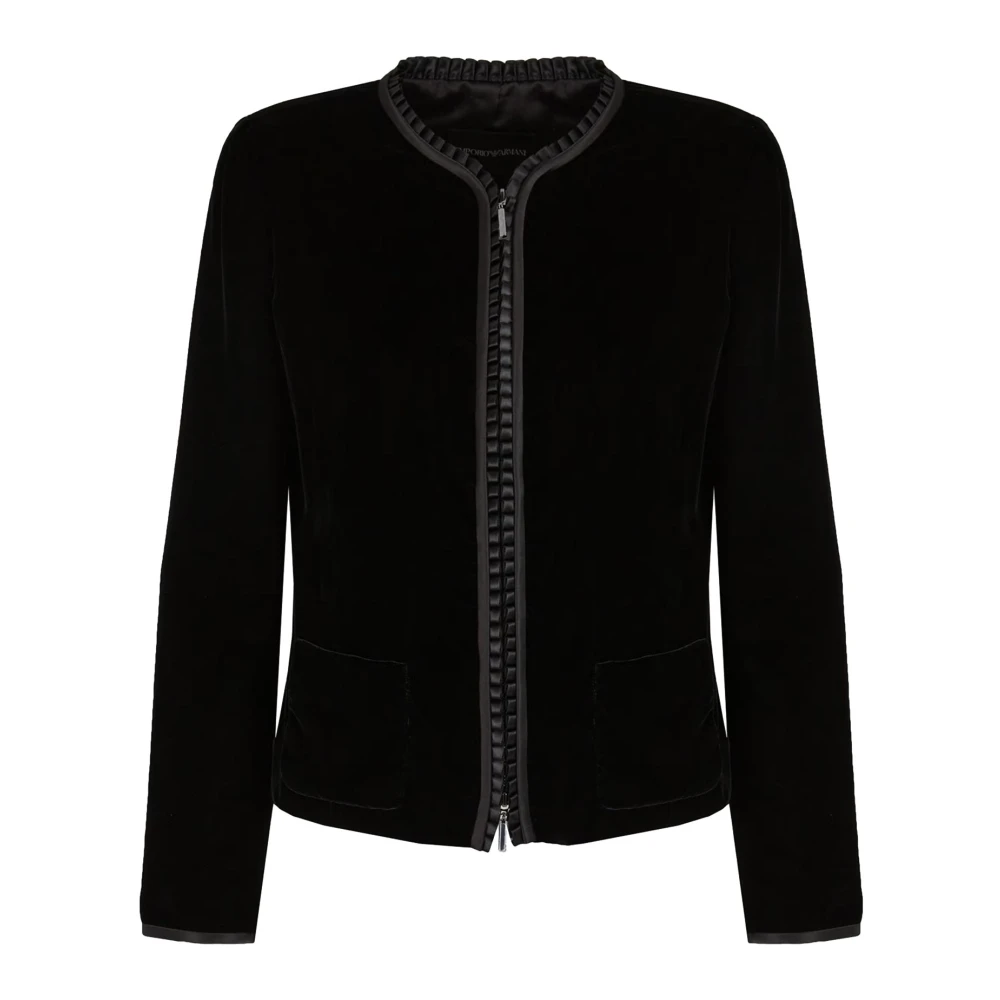 Emporio Armani Zwarte ritsjassen Satijnen mouwen Black Dames