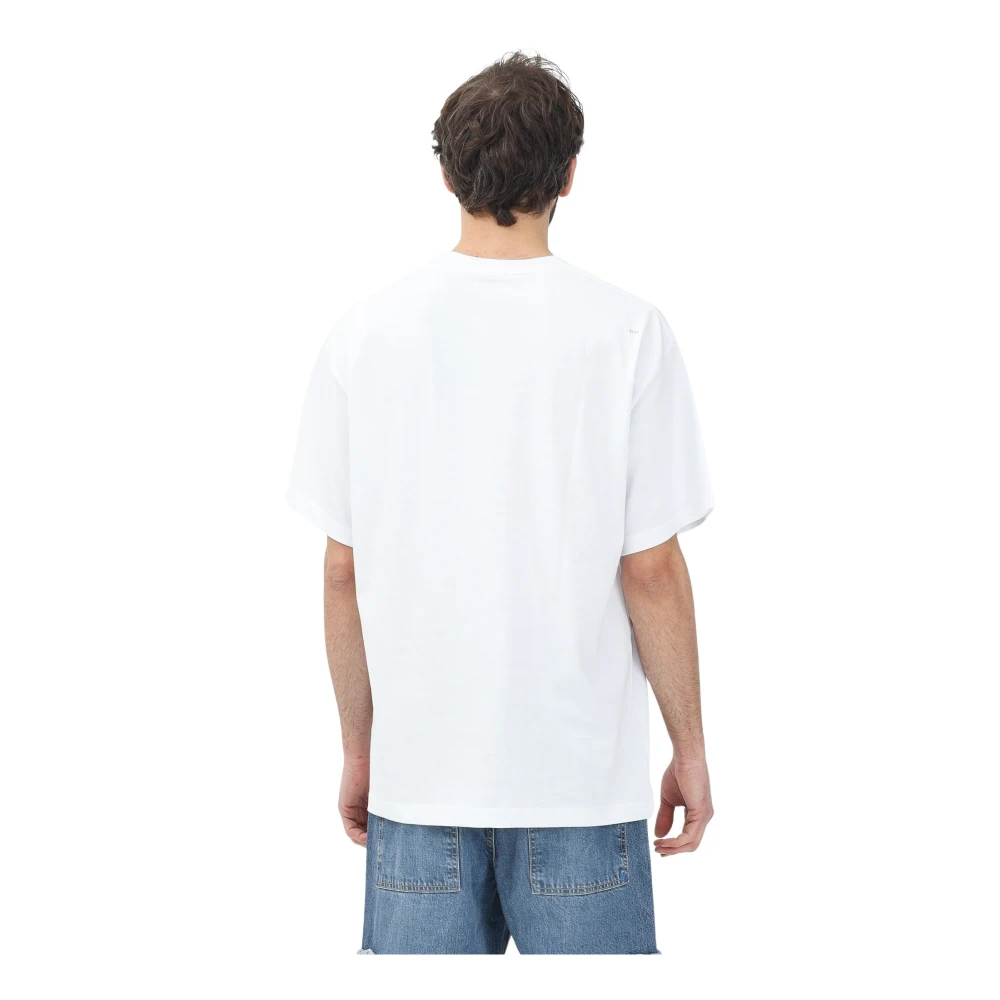 Just Cavalli Wit T-shirt met Blauw Logo Borduurwerk White Heren