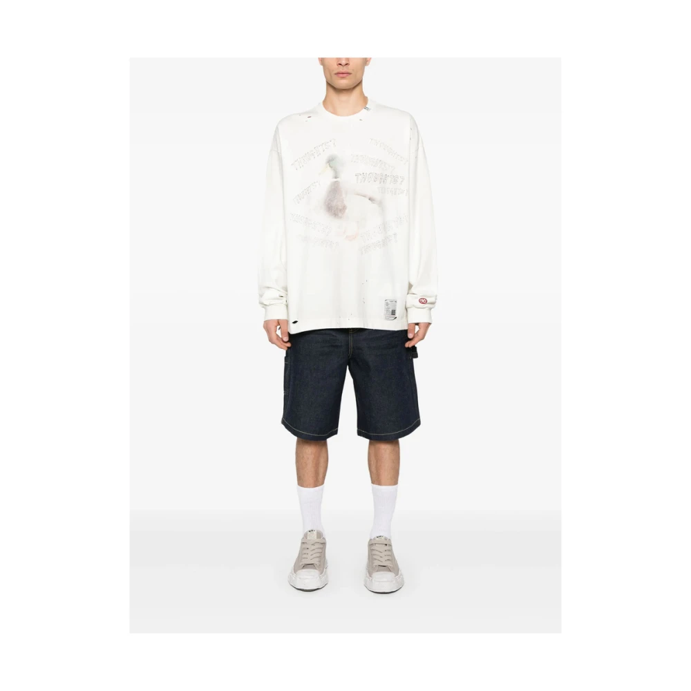 Mihara Yasuhiro Witte Crew Neck Longsleeve T-shirt White Heren