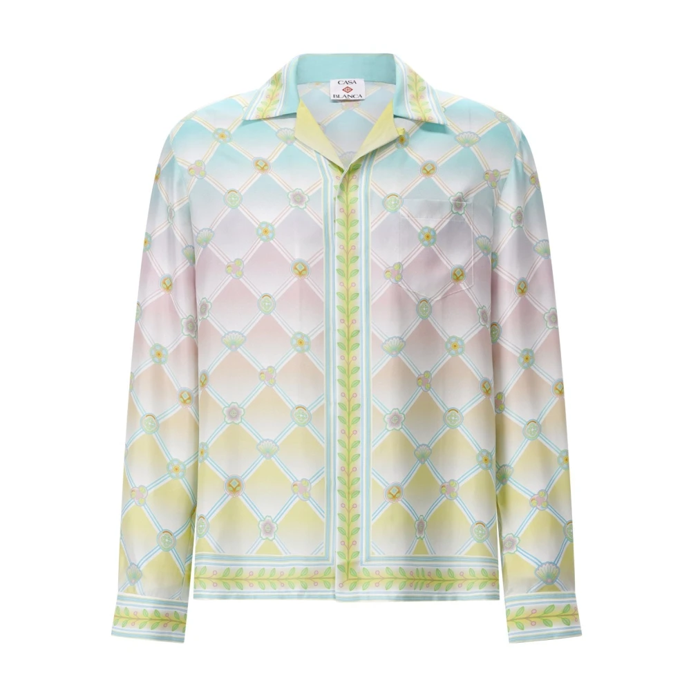 Casablanca Men's Multicolor Casual Shirts, 2XL, Silk Shirt With Pattern