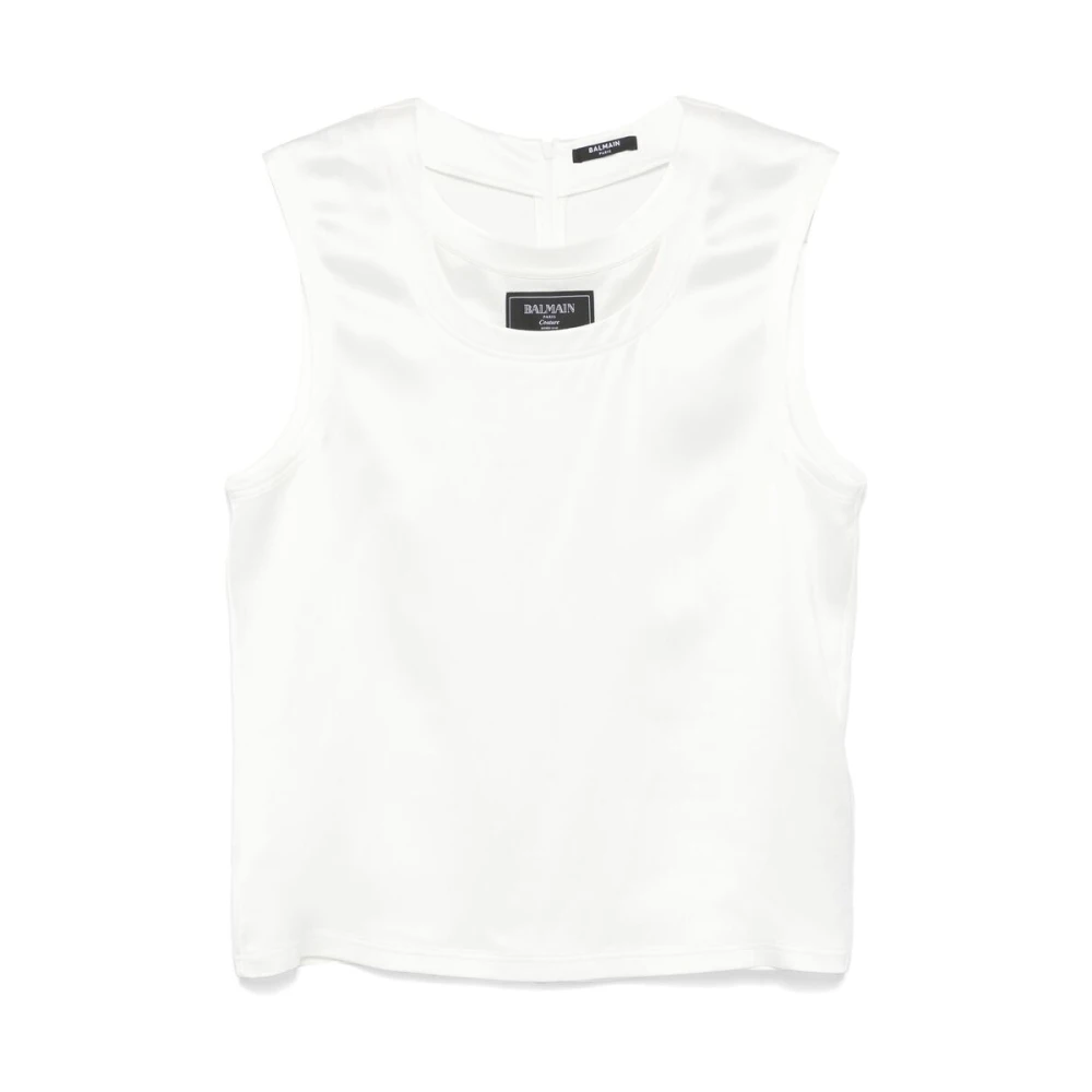 Balmain Witte Gelaagde Trui met Logopatch White Heren