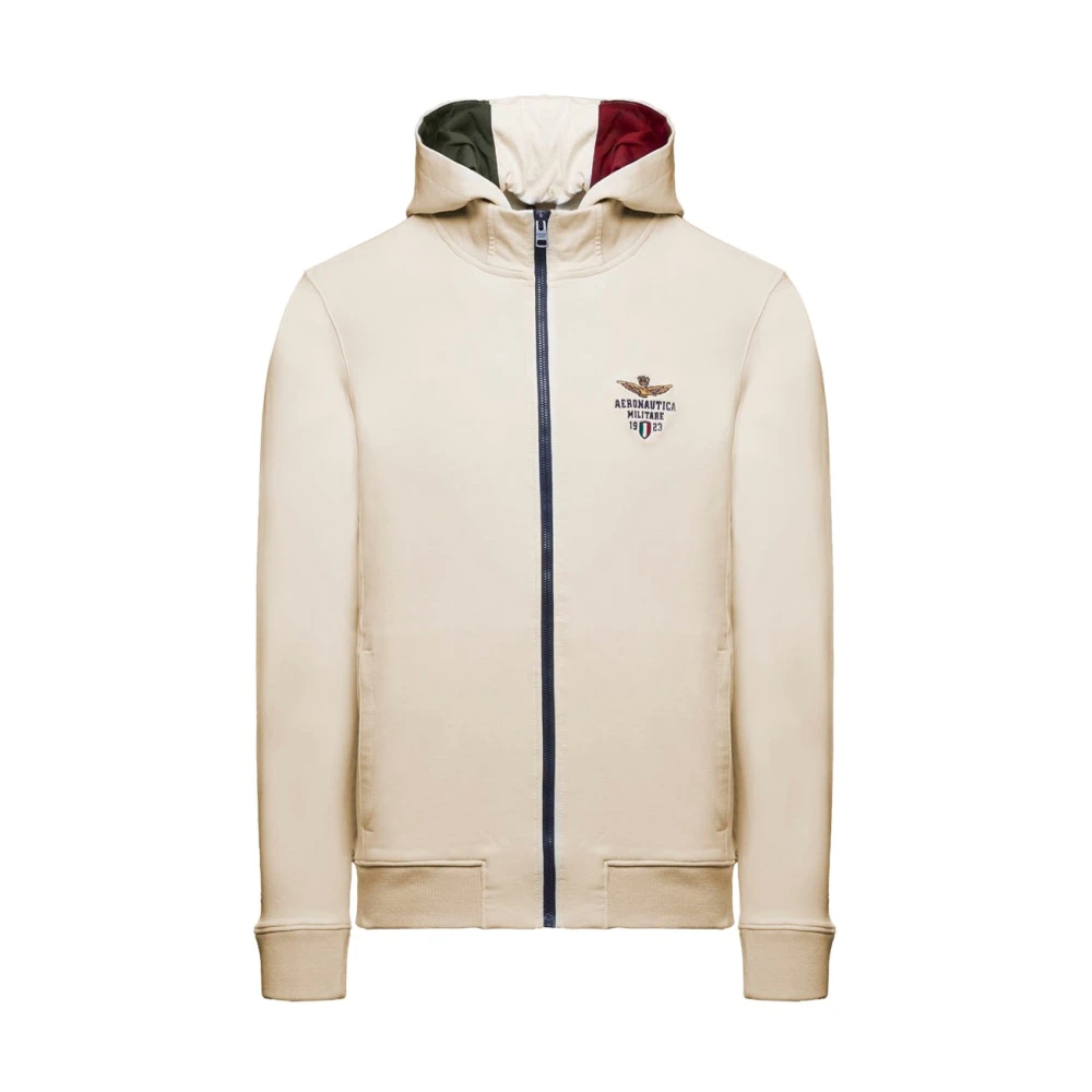 Aeronautica Militare Men's Beige Full Zip Hoodie - Zip-Throughs - 2XL - Sweatshirts & Hoodies