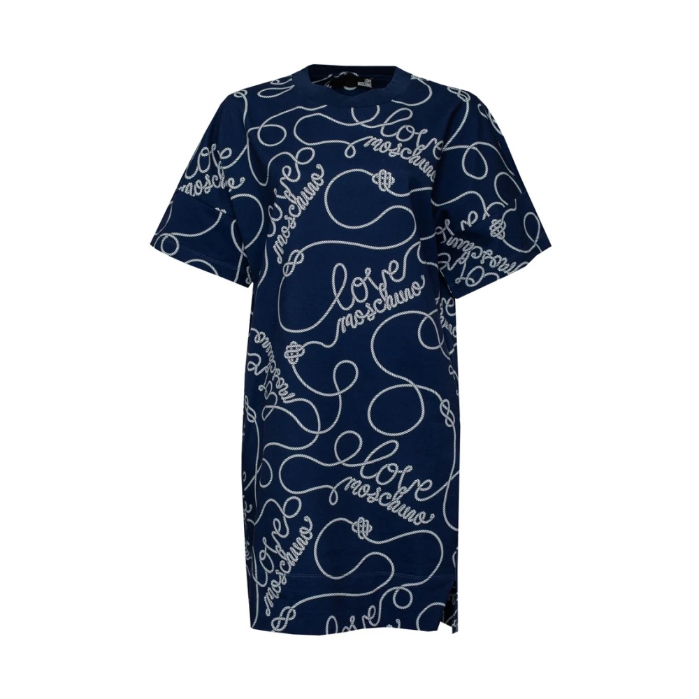 Moschino Katoenen jurk met ronde halslijn Blue Dames