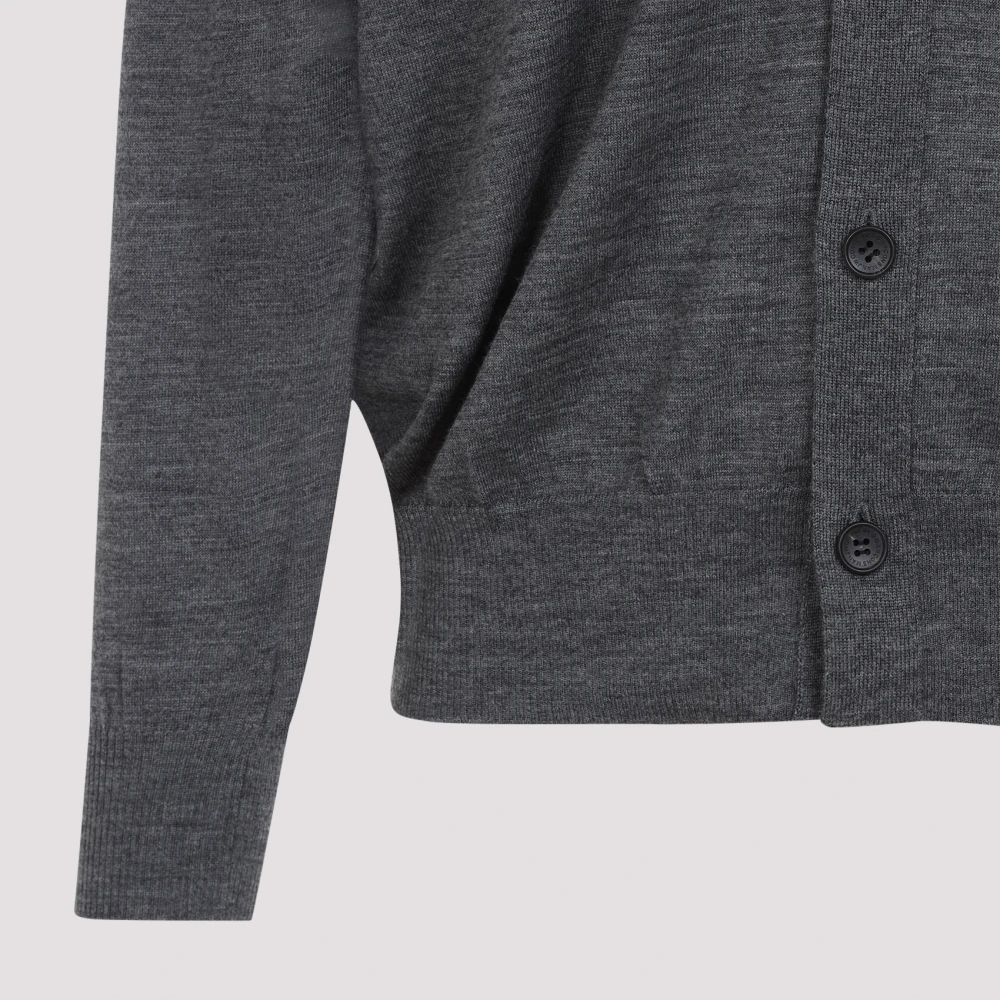 Junya Watanabe Grijze Wol V-Hals Diamantpatroon Trui Gray Heren