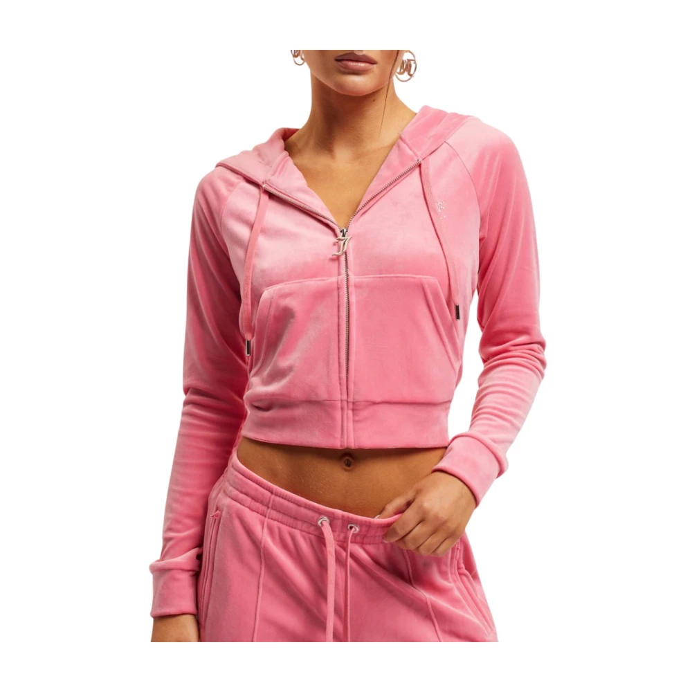 Juicy Couture Velvet Cropped Hoodie Roze Pink Dames