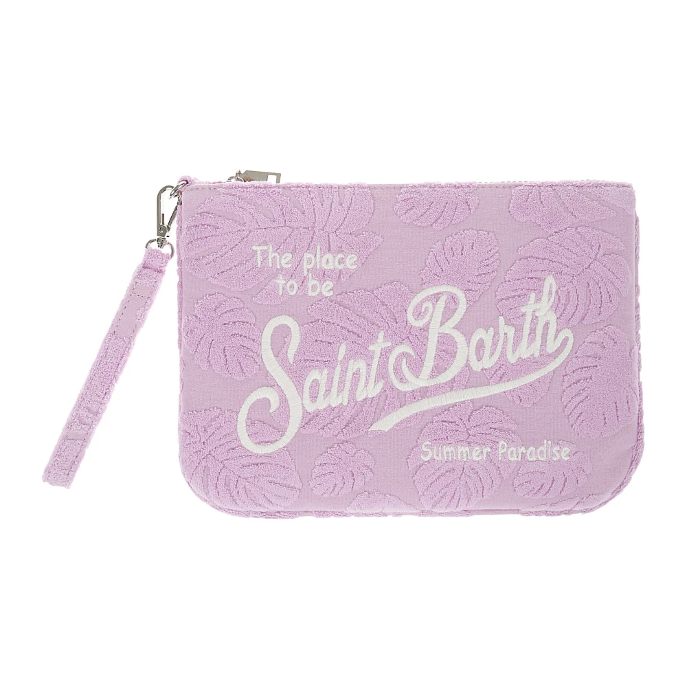 MC2 Saint Barth Roze Clutch Tas met Wit Logo Pink Dames